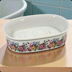 1988 Bill Blass Floral Festival Soap Dish Japan Cottage Chic Cottagecore Romance